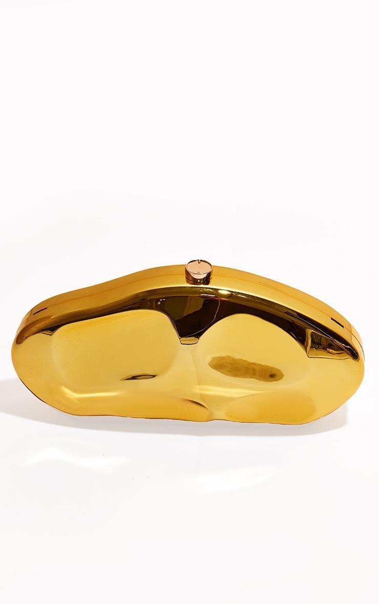 Gold Abstract Oval Hard Clutch Bag Product Image