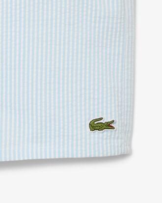 Mid Length Striped Textured Swim Trunks Product Image