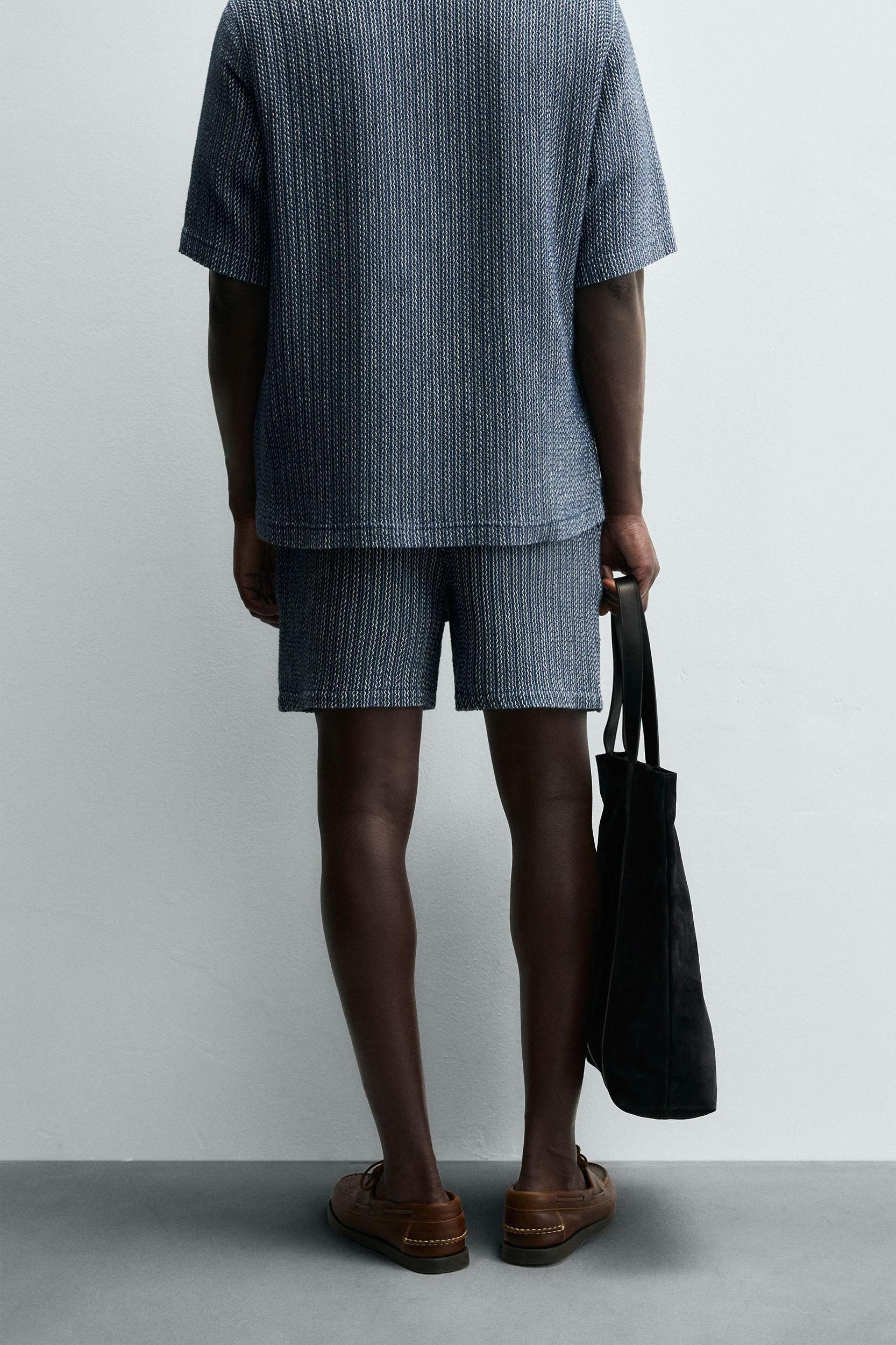 JACQUARD TEXTURED BERMUDA SHORTS Product Image