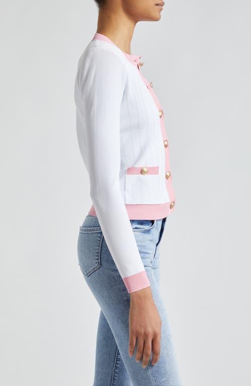 L AGENCE Leon Cardigan In White Cotton Candy Product Image