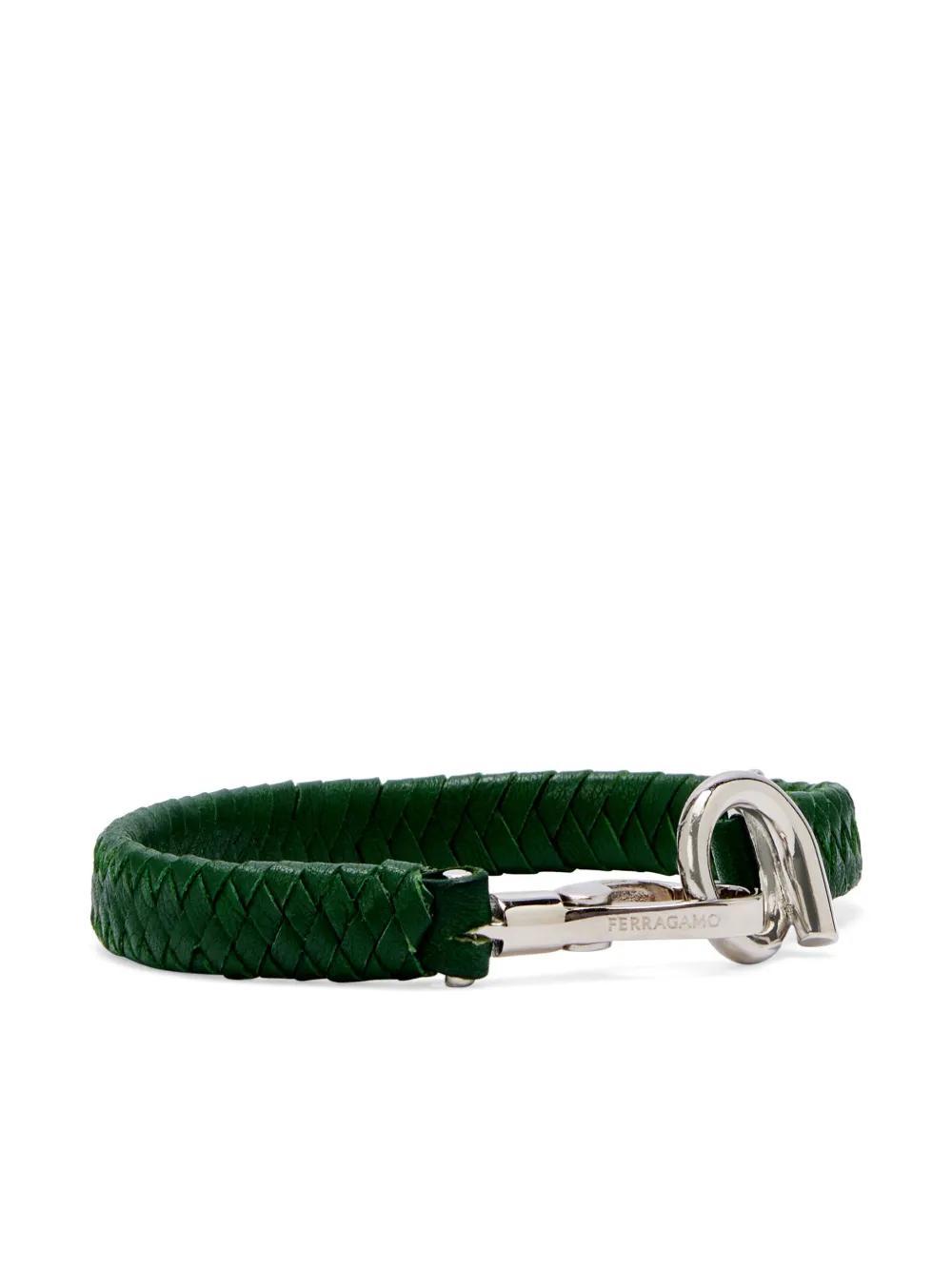 FERRAGAMO Leather Bracelet In Silver Product Image