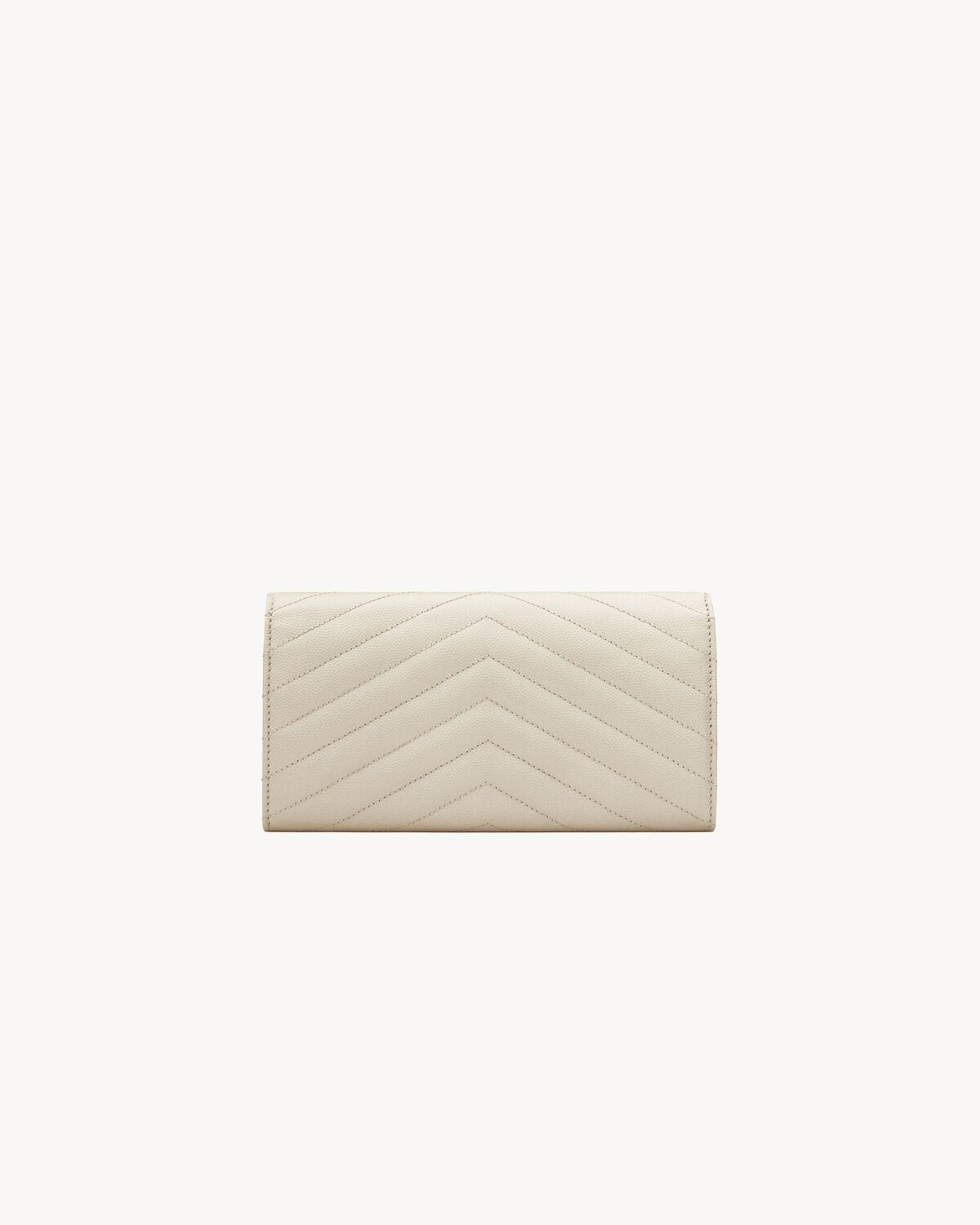 CASSANDRE MATELASSÉ LARGE FLAP WALLET IN GRAIN DE POUDRE LEATHER | Saint Laurent | YSL.com Product Image