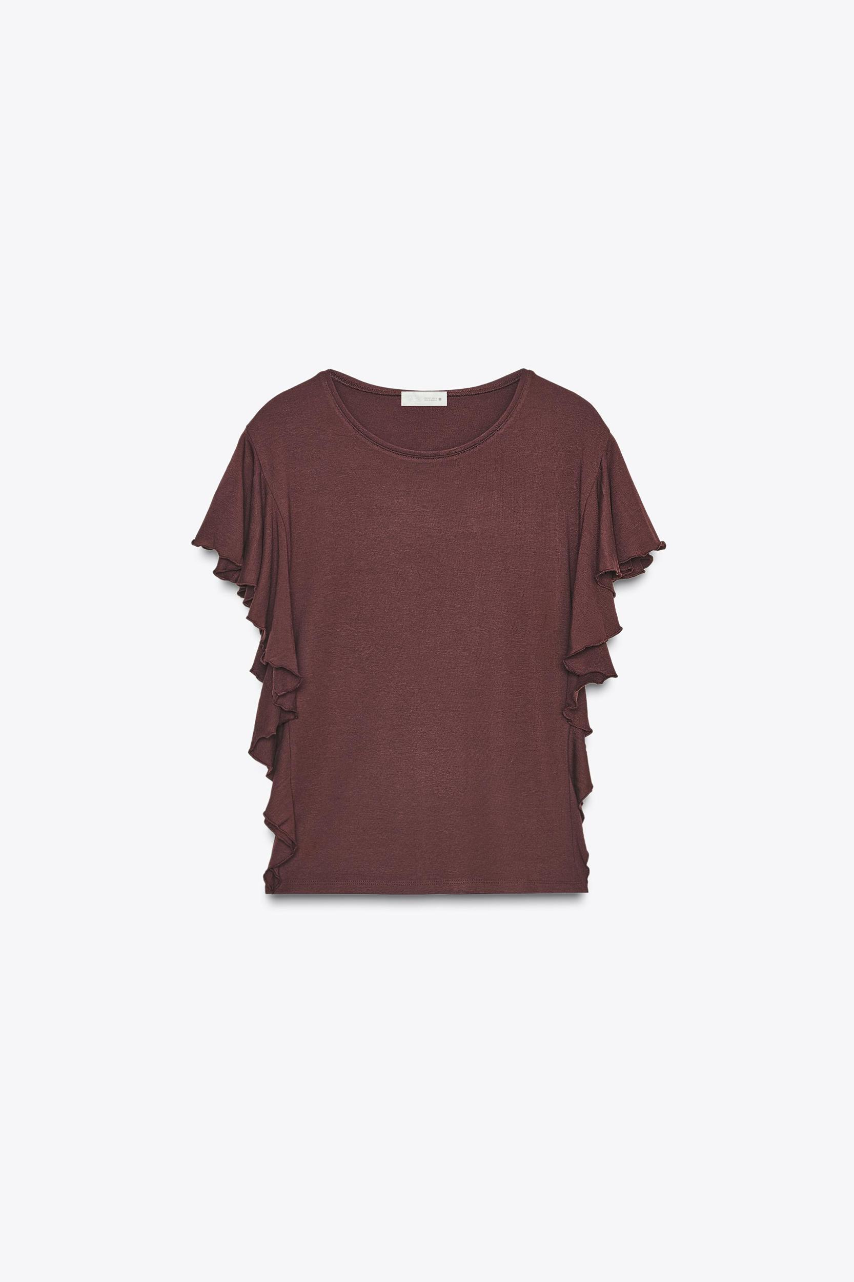 RUFFLED SLEEVE T-SHIRT Product Image