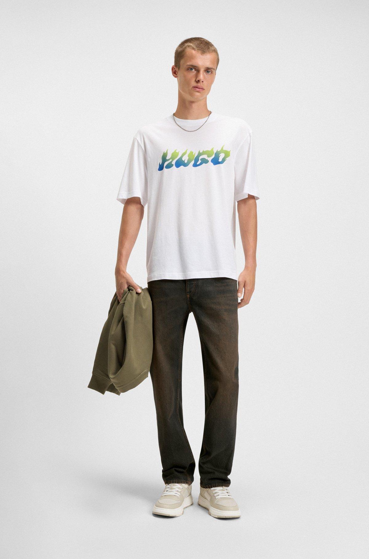 Regular-fit jeans in green-cast rigid denim Product Image