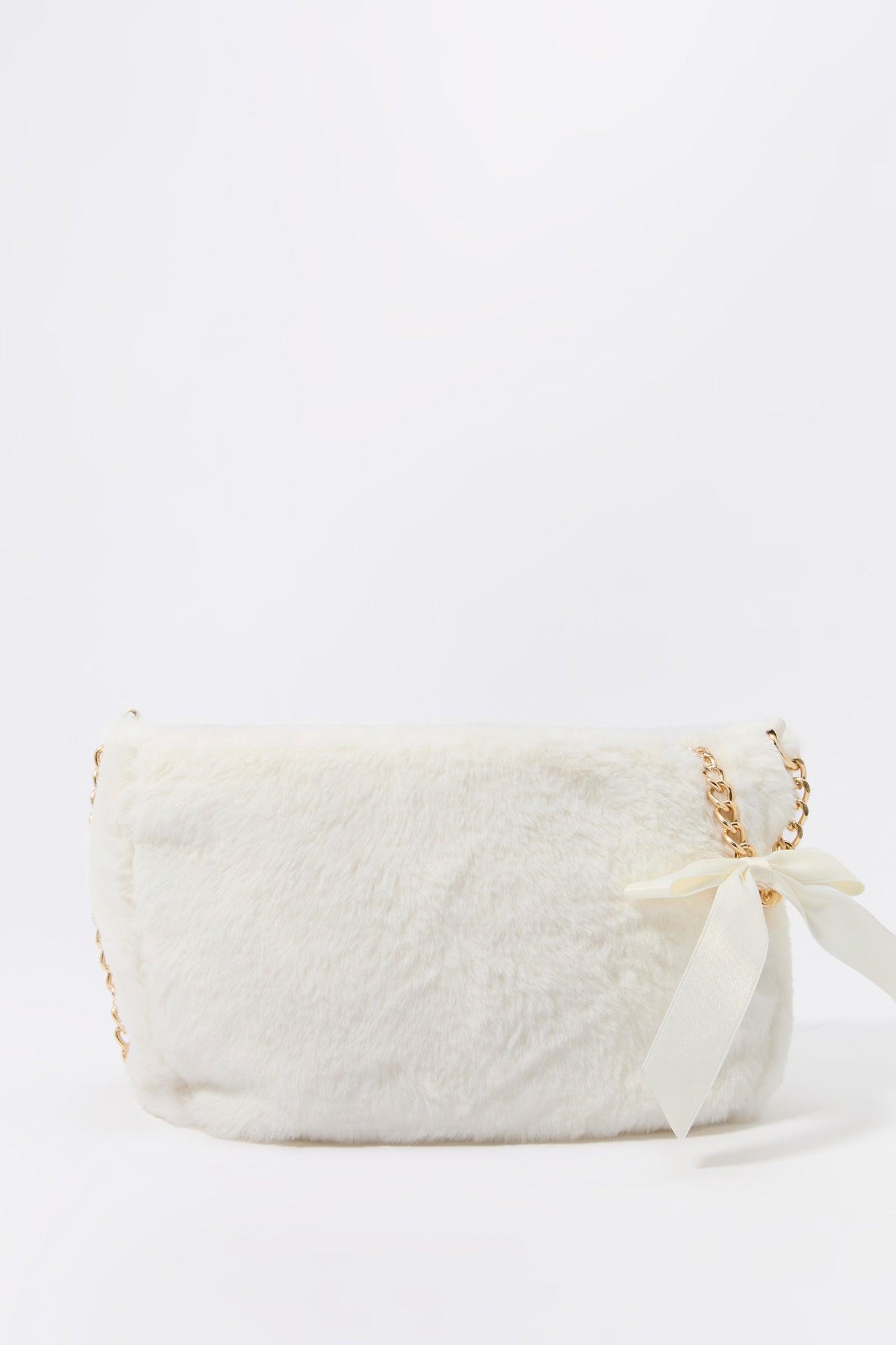 Faux Fur Bow Shoulder Bag Female Product Image