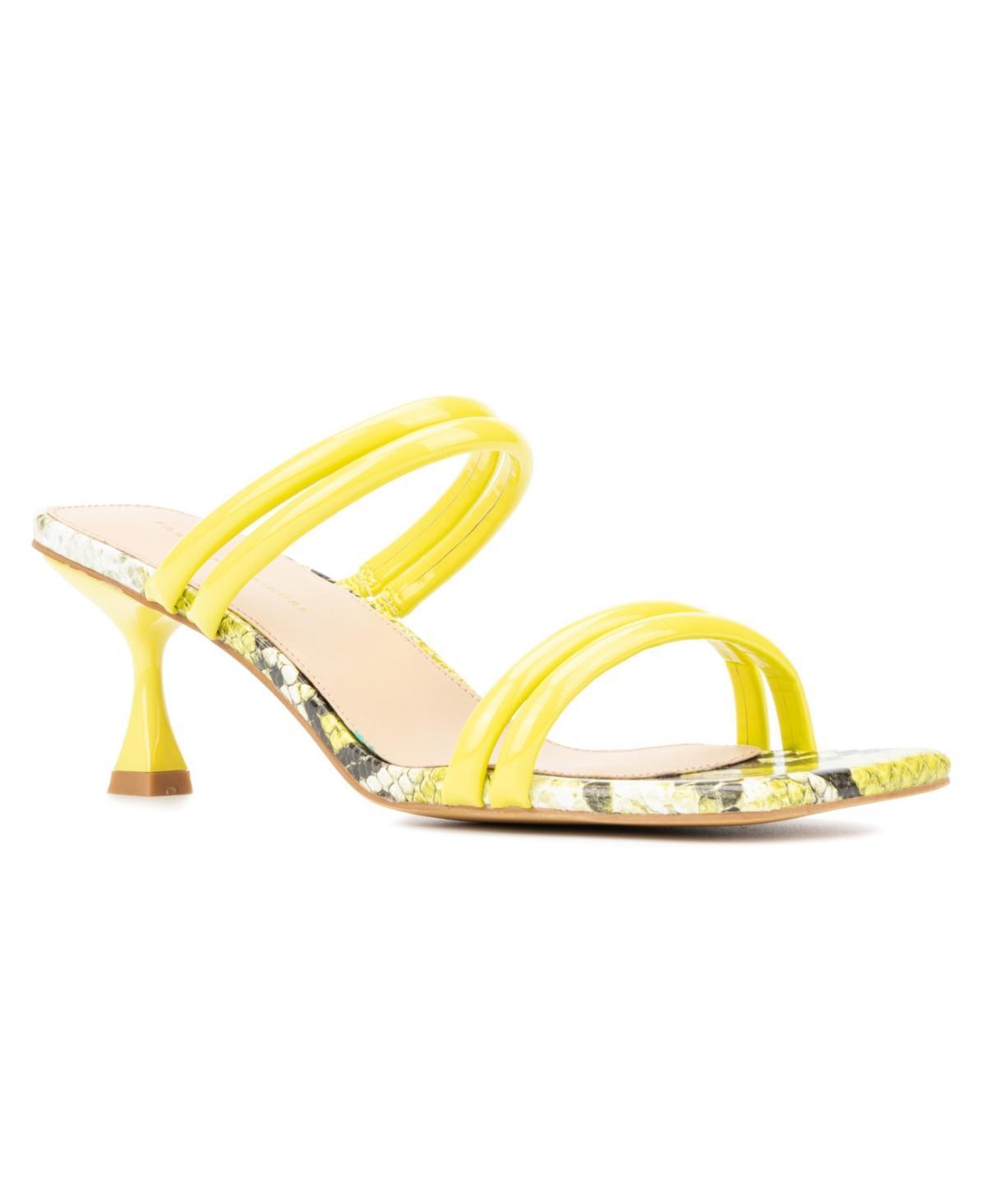 Fashion to Figure Lanna Women's Wide Width Heeled Sandals, Size: 12 Wide, Yellow Product Image