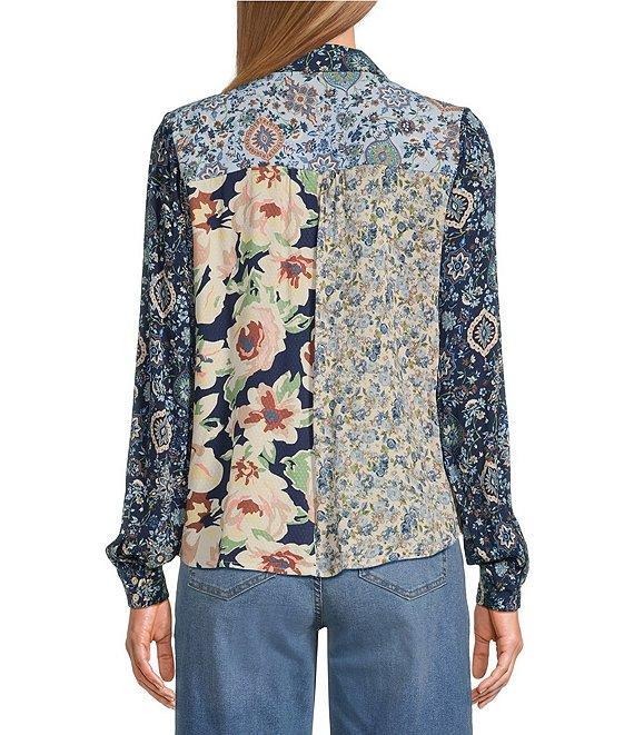 Nurture by Westbound Woven Long Sleeve Floral Print Button Down Top Product Image