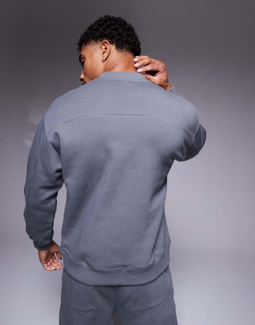 Good For Nothing core double branded sweatshirt in smoked gray - part of a set Product Image