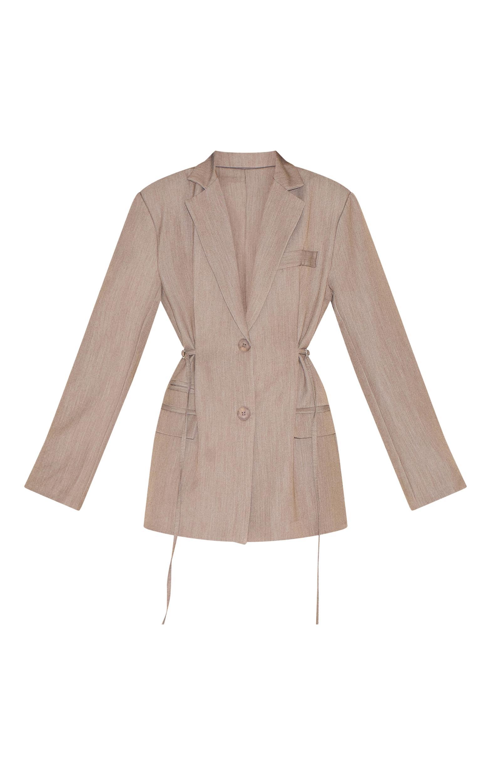 Beige Belt Detail Blazer Product Image