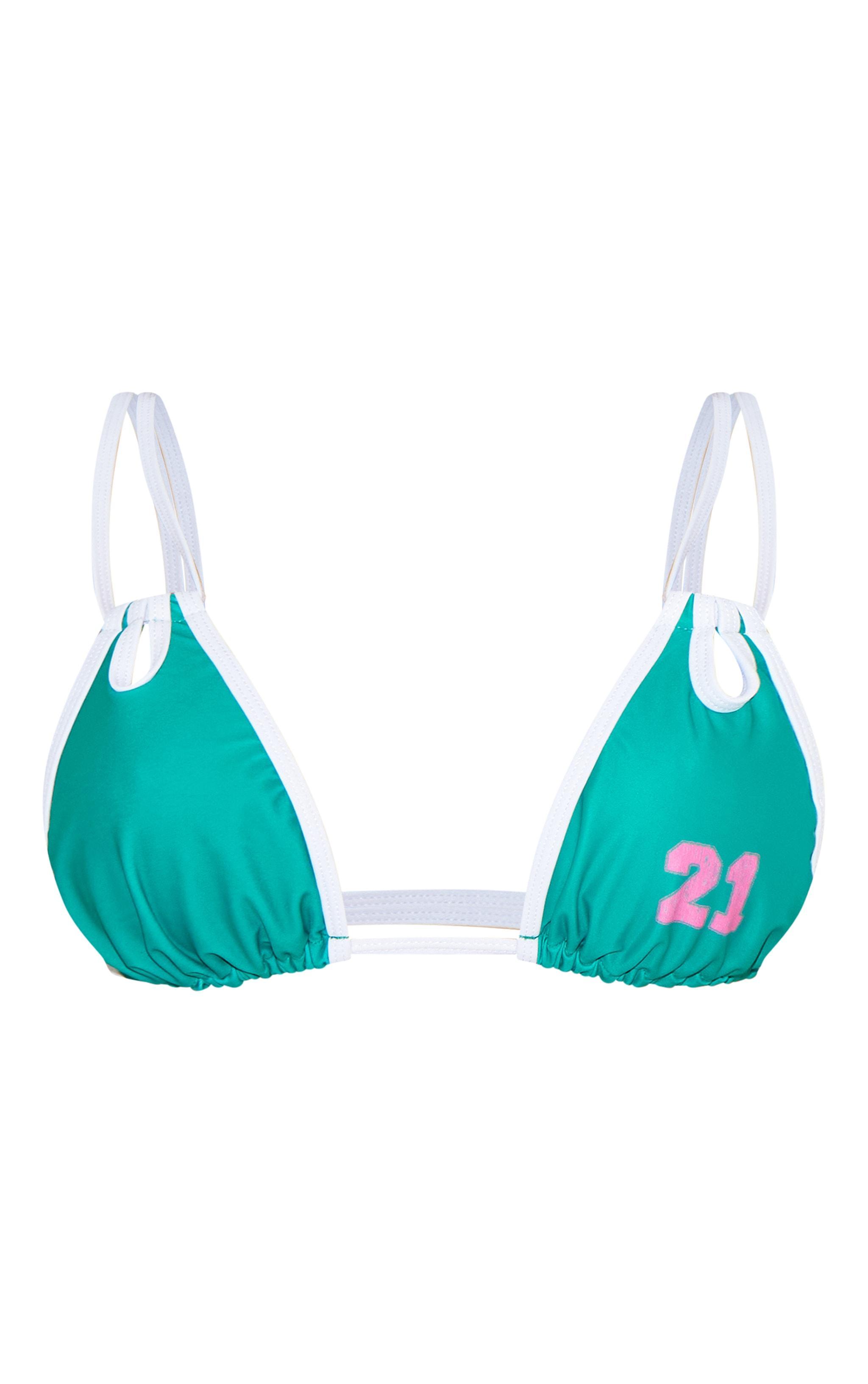 Green Cut Out Double Strap Bikini Top Product Image