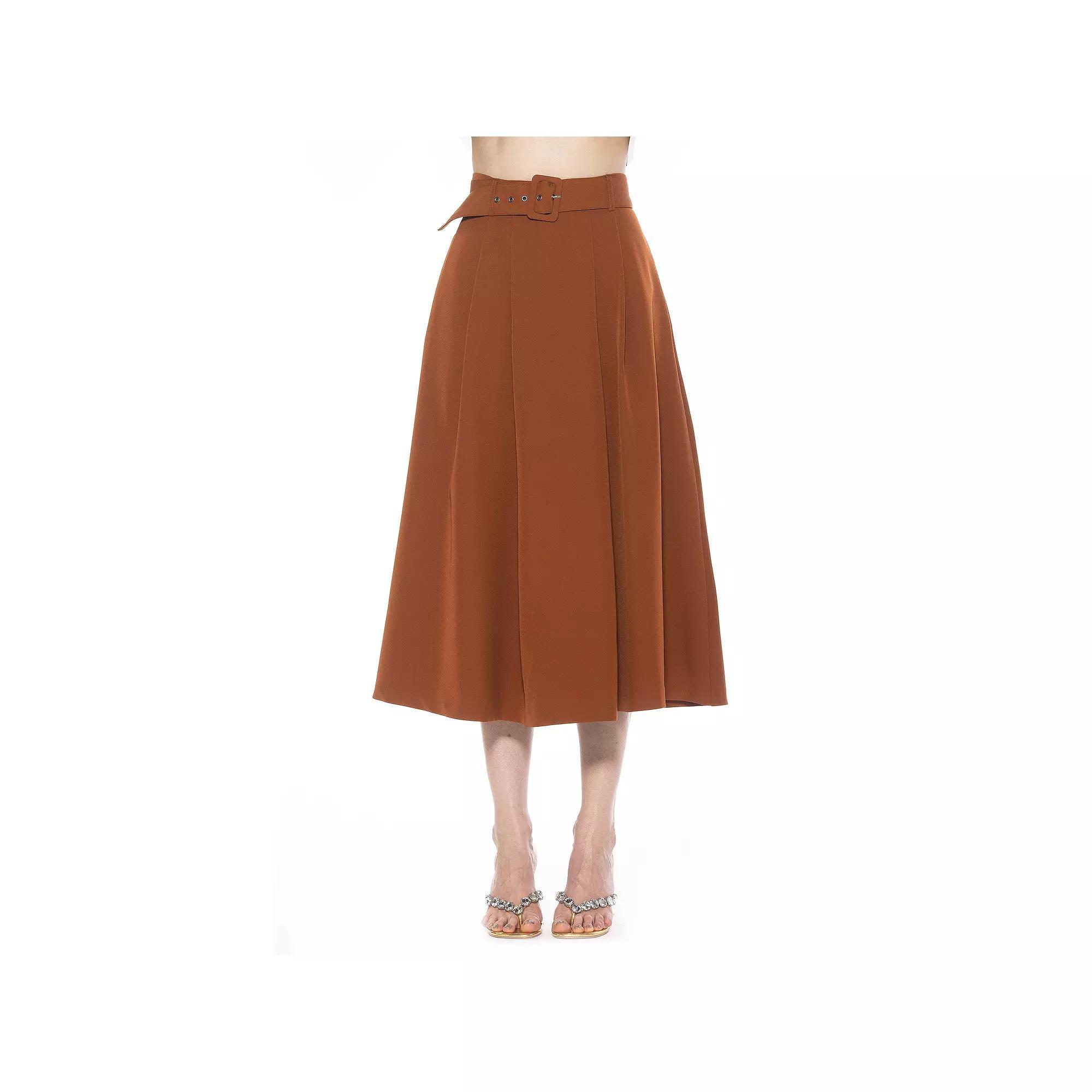 Women's ALEXIA ADMOR Eline Twill A-Line Skirt with Removable Belt, Size: 10, Brown Product Image