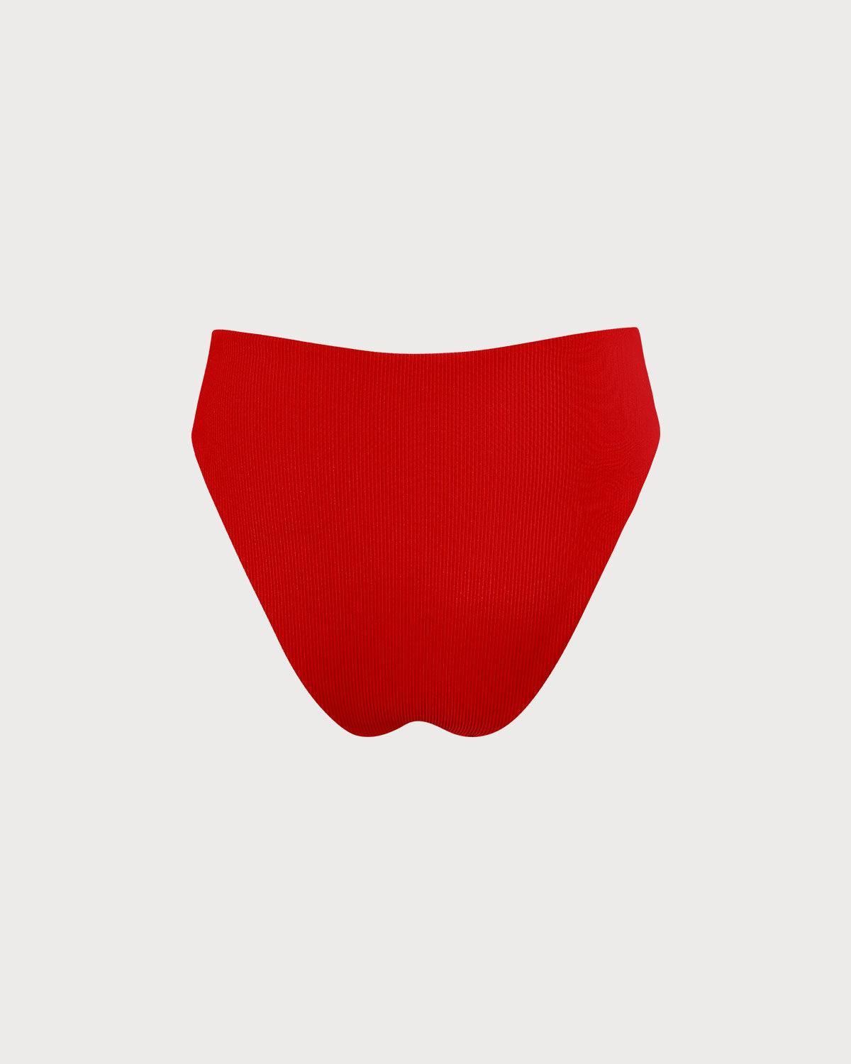 The Red Ribbed Bikini Bottom Product Image