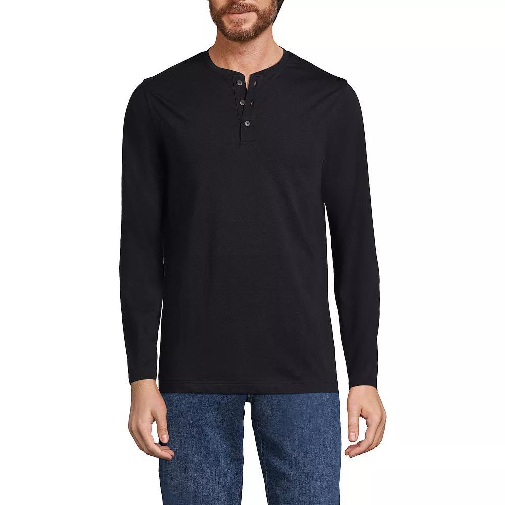 Men's Lands' End Long Sleeve Supima Jersey Henley Top,  Product Image