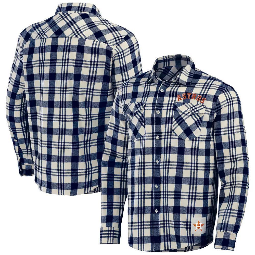 Men's Darius Rucker Collection by Fanatics Navy Detroit Tigers Plaid Flannel Button-Up Shirt, Size: Medium, Blue Product Image