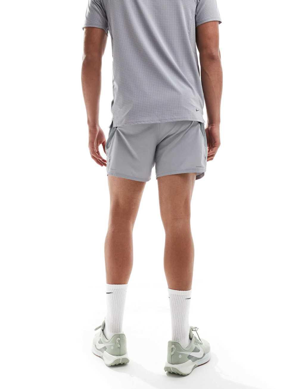 Nike Running Trail logo 5 inch shorts in gray Product Image