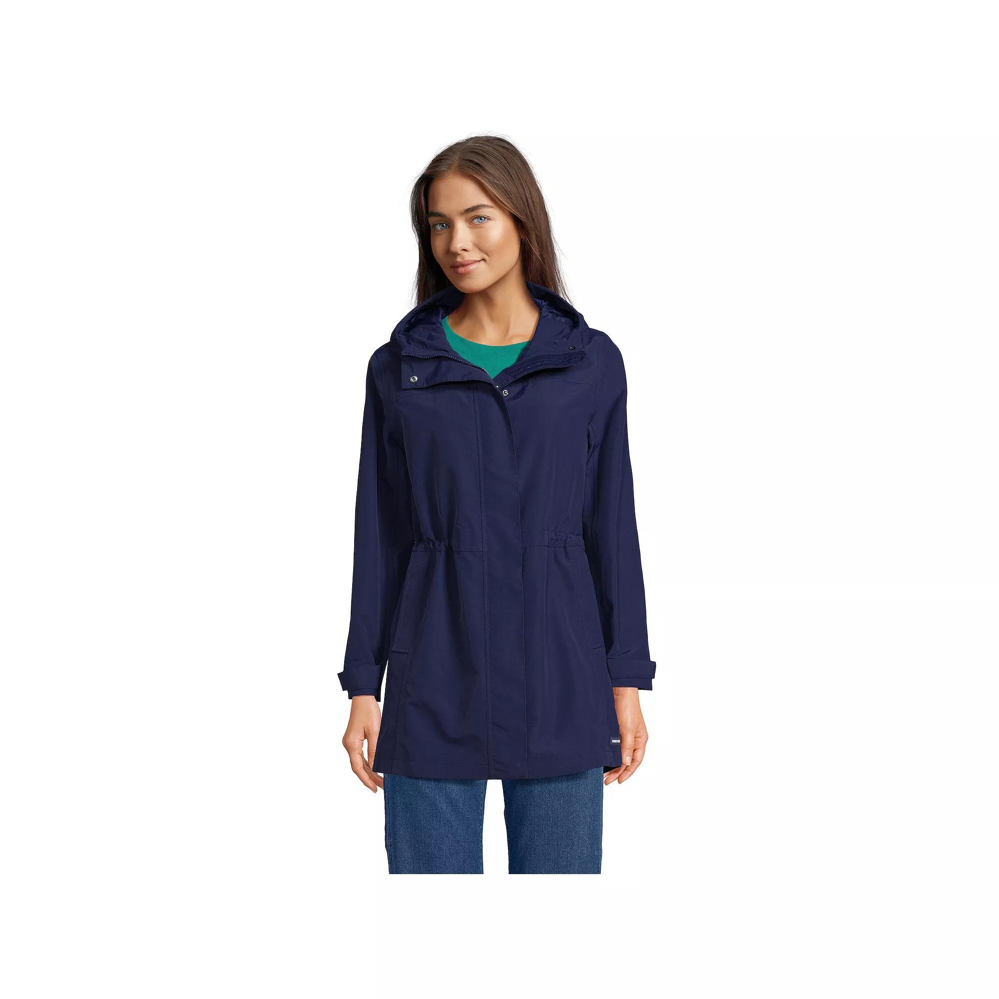 Women's Lands' End Classic Squall Hooded Raincoat, Size: Small, Deep  Blue Product Image