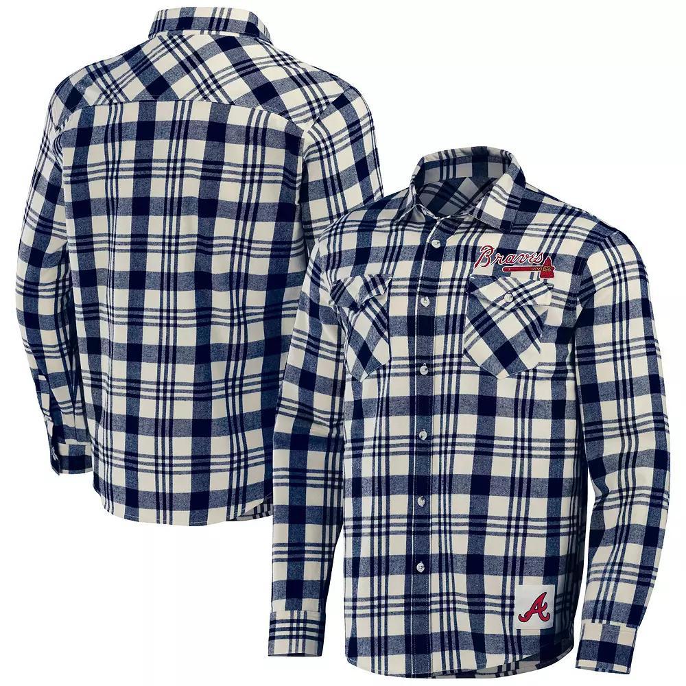 Men's Darius Rucker Collection by Fanatics Navy Detroit Tigers Plaid Flannel Button-Up Shirt, Size: Medium, Blue Product Image