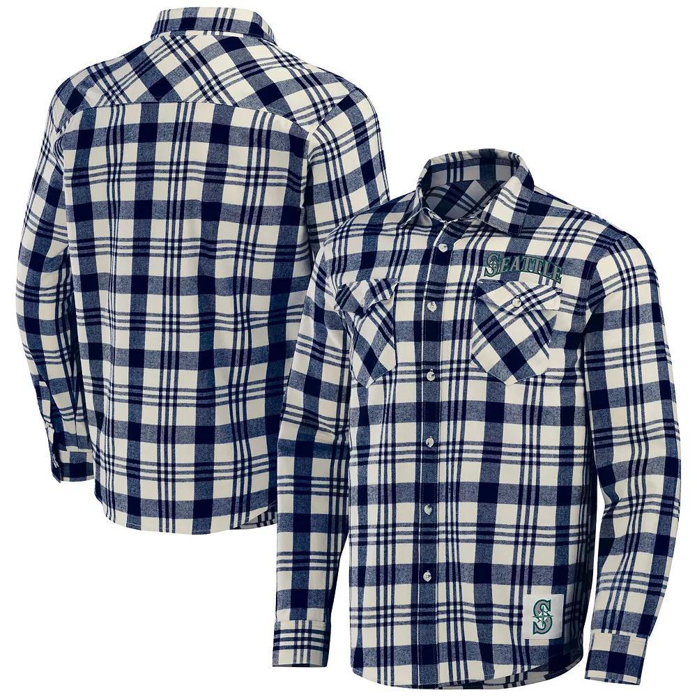 Men's Darius Rucker Collection by Fanatics Navy Detroit Tigers Plaid Flannel Button-Up Shirt, Size: Medium, Blue Product Image