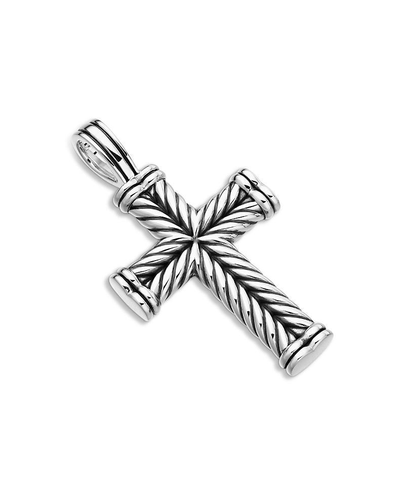 Mens Chevron Cross Pendant in Silver, 40mm Product Image