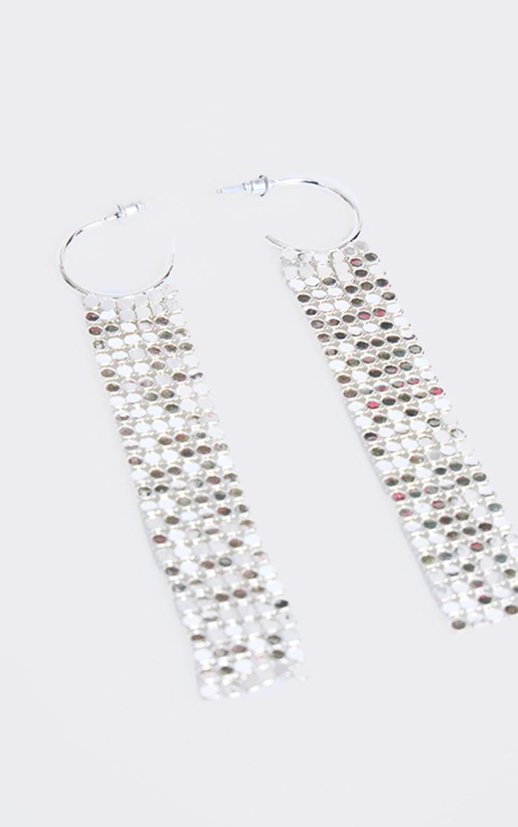 Silver Chain Drop Hoop Earrings Product Image