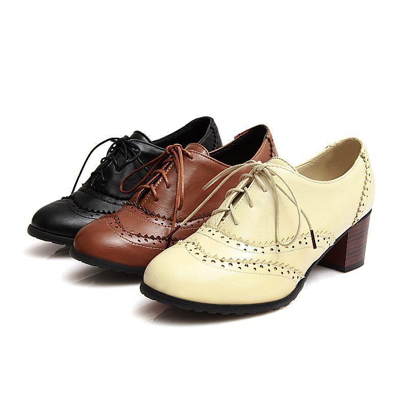 Block Heel Oxford Shoes Product Image