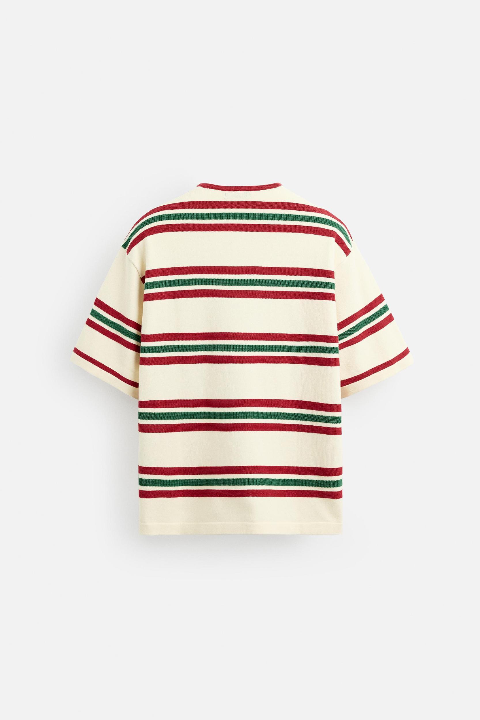 STRIPED TEXTURED KNIT T-SHIRT Product Image