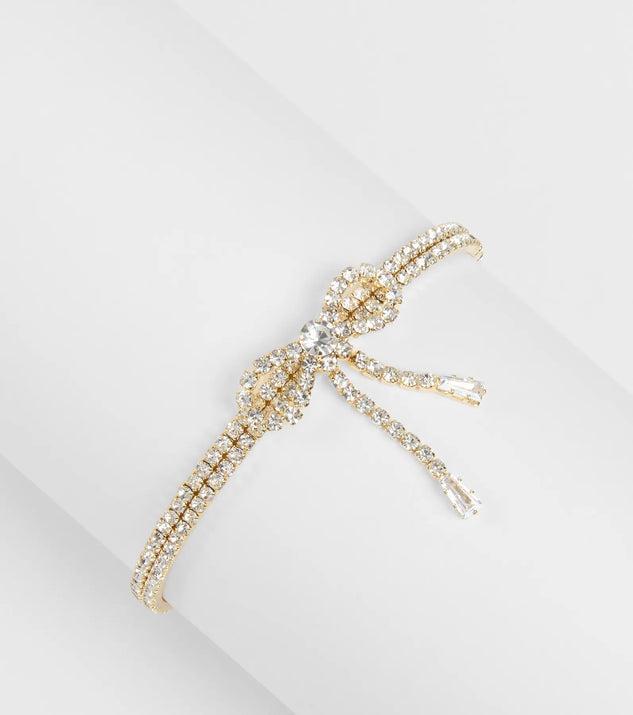 Classy Demure Rhinestone Bow Bracelet Product Image