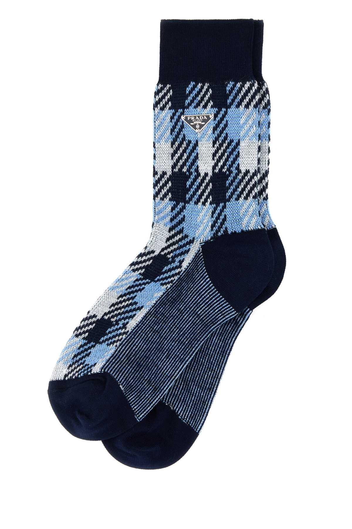 PRADA Cotton Socks In Blue Product Image