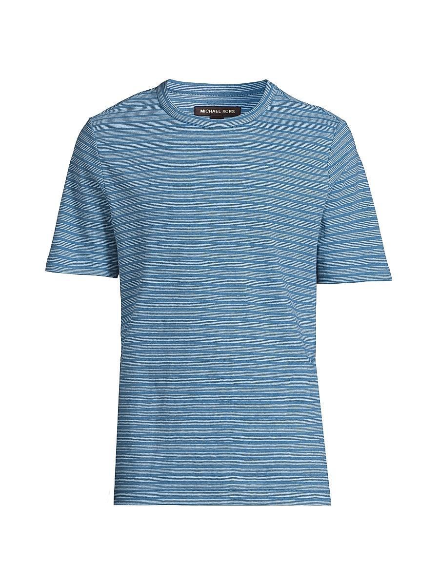 Mens Linen-Cotton Striped T-Shirt Product Image