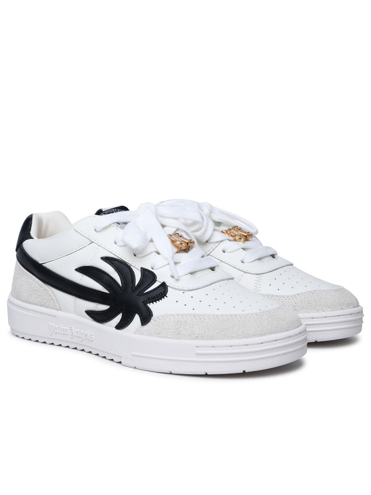 PALM ANGELS Palm Beach University White Leather Sneakers Product Image