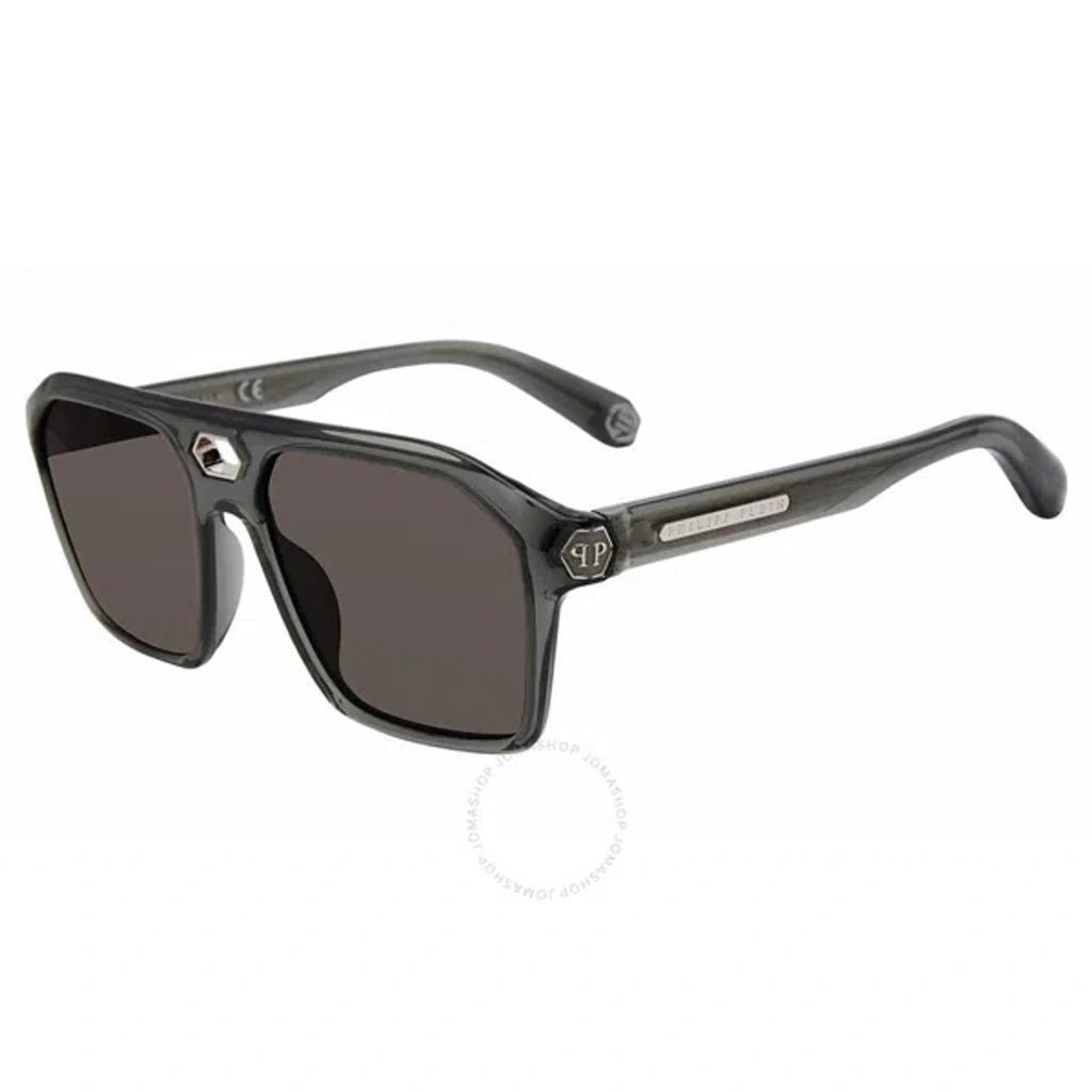 PHILIPP PLEIN Grey Navigator Men's Sunglasses Spp072m 09rm 57 In Black Product Image