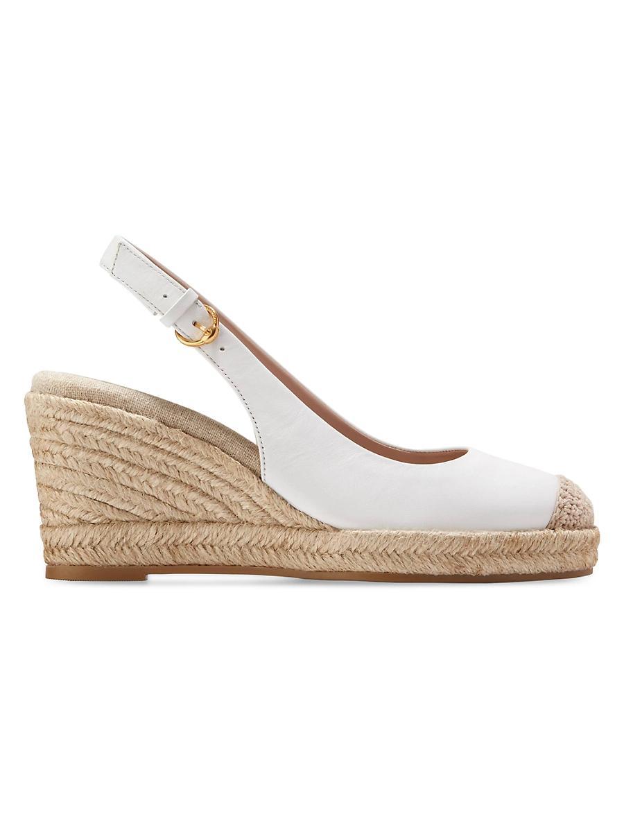 Womens Espadrille 80MM Leather Platform Slingback Wedge Pumps Product Image