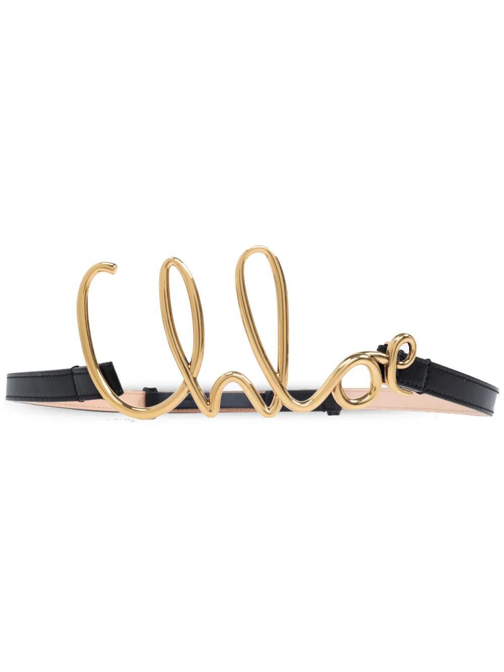 CHLOÉ Iconic Small Buckle Belt In Black Product Image