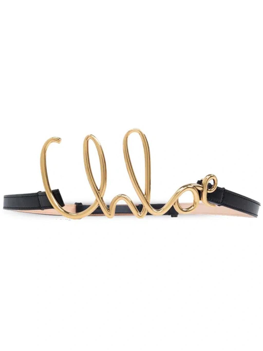 CHLOÉ Iconic Small Buckle Belt In Black Product Image