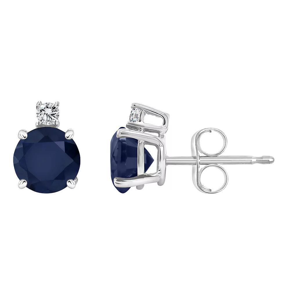 Celebration Gems 14k Gold Sapphire & Diamond Accent Stud Earrings, Women's, 14k Whgold Product Image