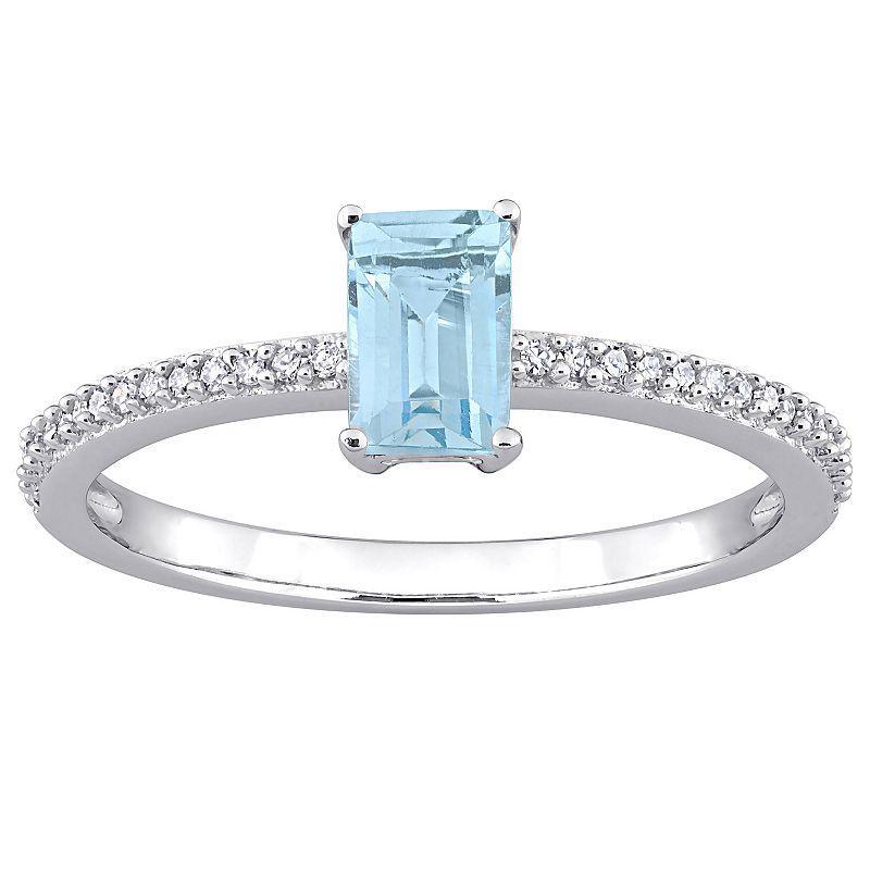 Stella Grace 10k White Gold Blue Topaz & Diamond Accent Promise Ring, Women's, Size: 7.50 Product Image