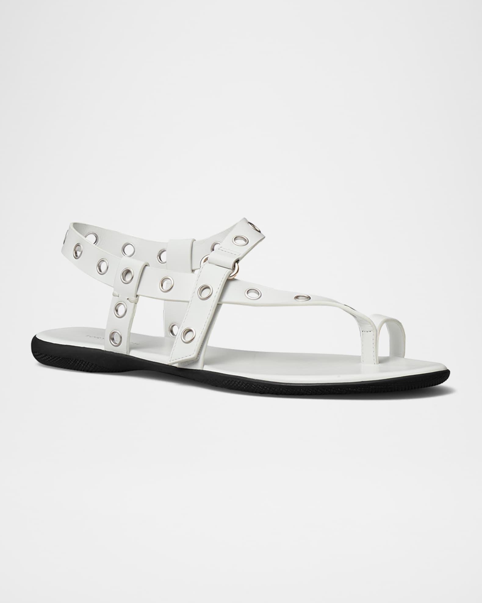 Leather Grommet Toe Ring Sandals Product Image