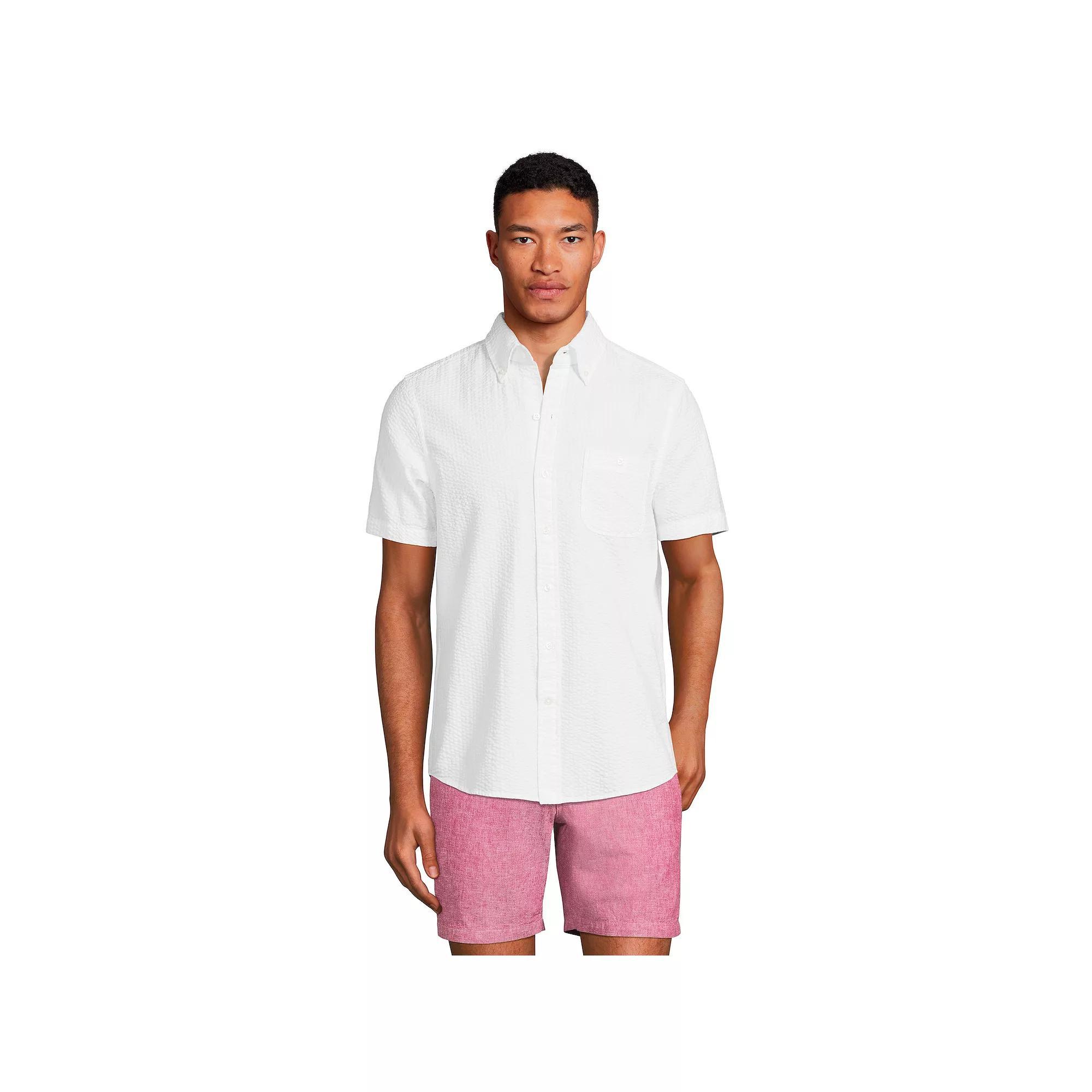 Men's Lands' End Button-Down Seersucker Shirt,  Product Image