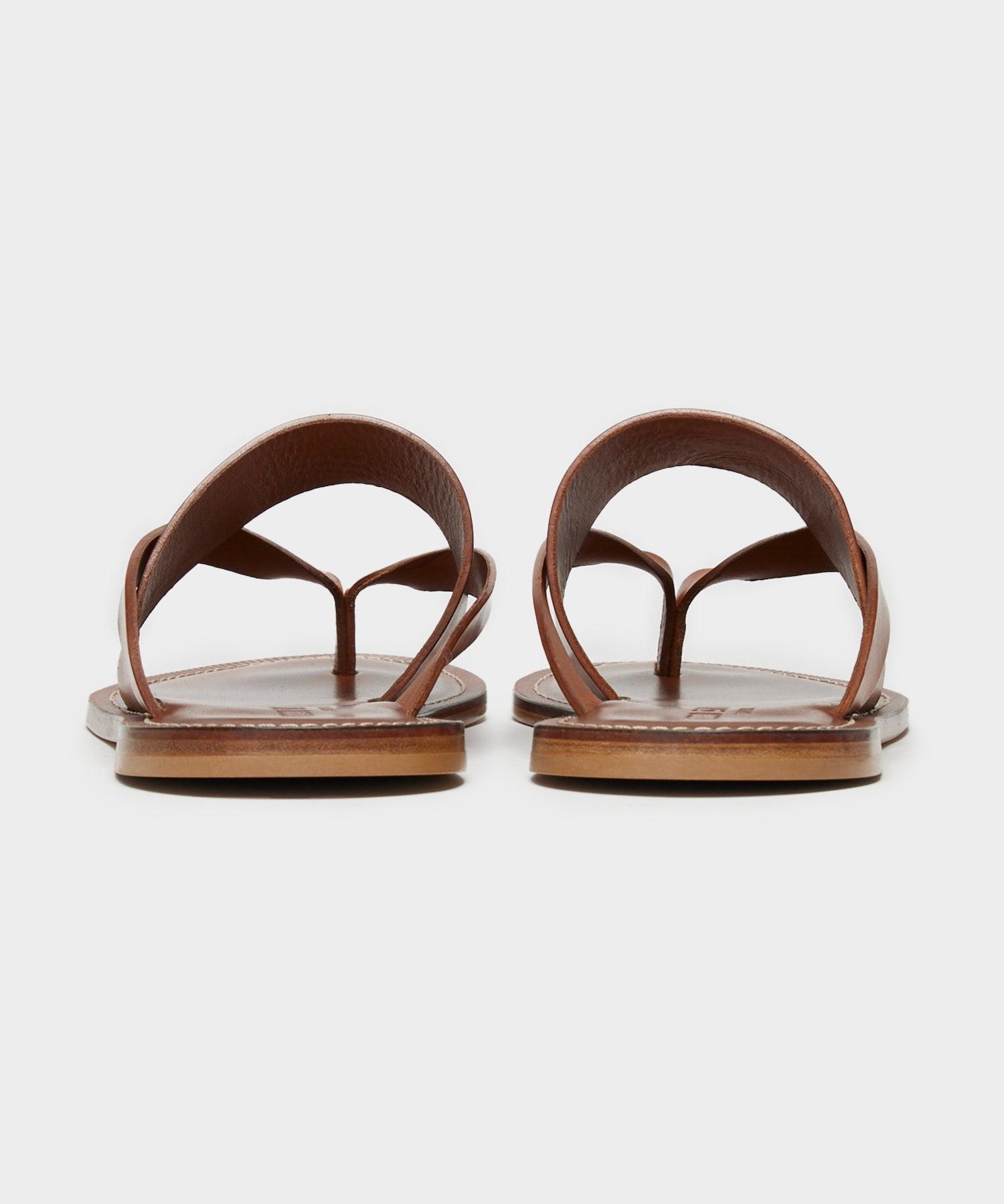 Tuscan Leather Thong Cross Sandal in Warm Cognac Product Image