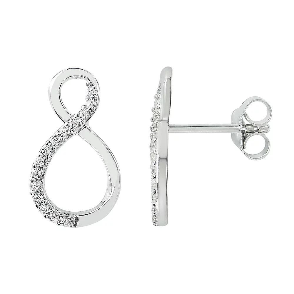 SIRI Sterling Silver Rhodium-Plated Infinity Stud Earrings with Pave Cubic Zirconia Design, Women's Product Image