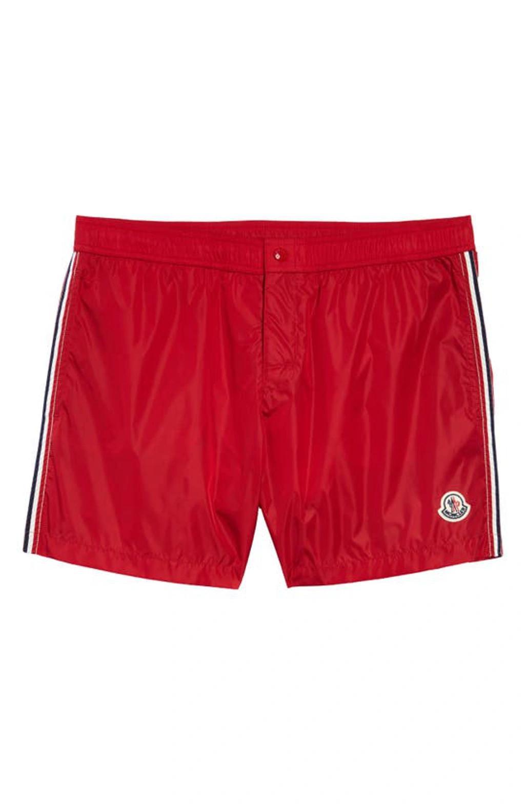 MONCLER Logo-patch Swim Shorts In Red Product Image