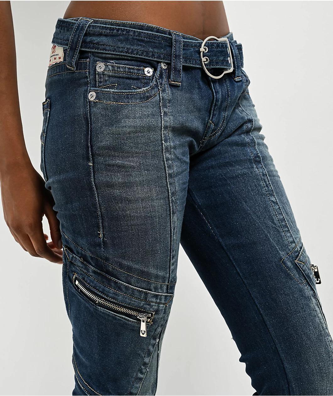 True Religion Becca Belted La Serena Low Rise Cargo Bootcut Jeans Product Image