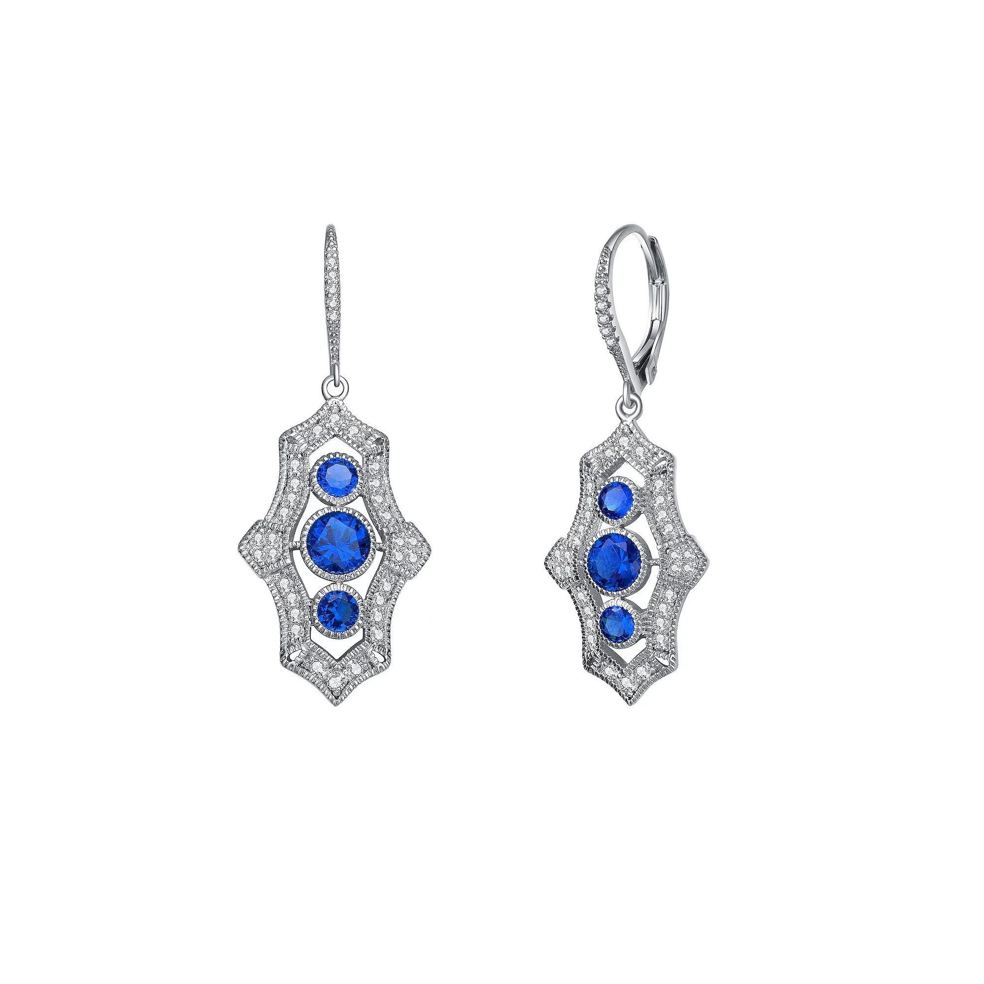 Sterling Silver Cubic Zirconia Leverback Drop Earrings, Women's Product Image