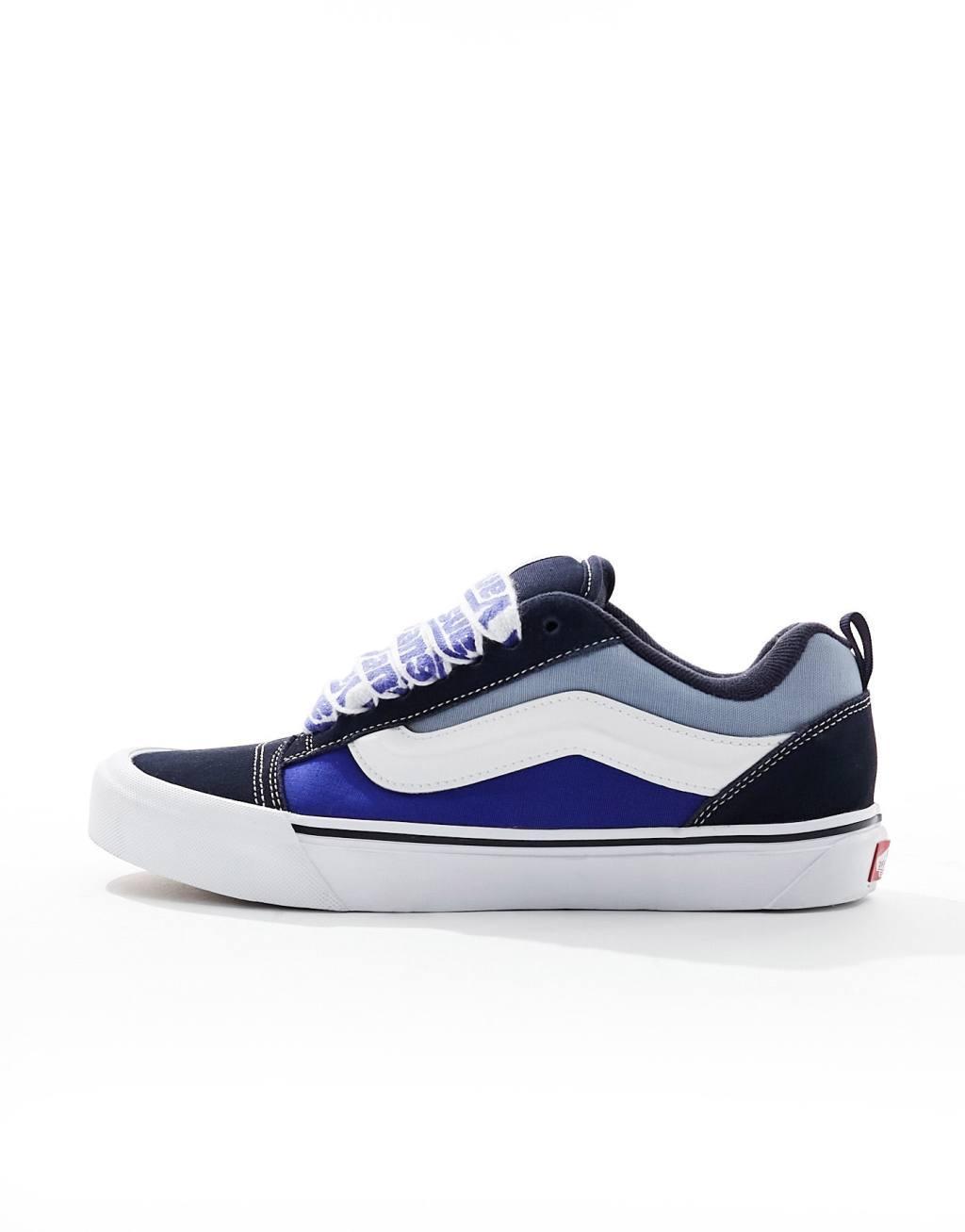 Vans Knu Skool sneakers with graphic laces in blue and white Product Image