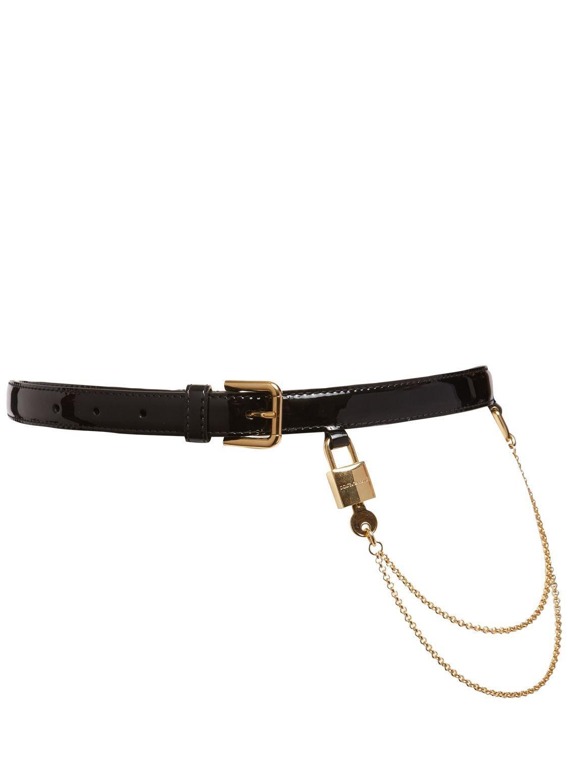 DOLCE & GABBANA Patent Leather Belt In Black Product Image