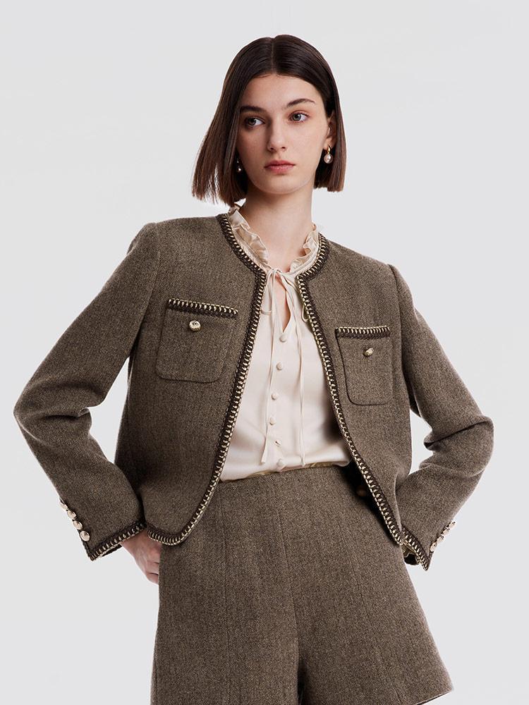 Retro Brown Washable Woolen Jacket Product Image