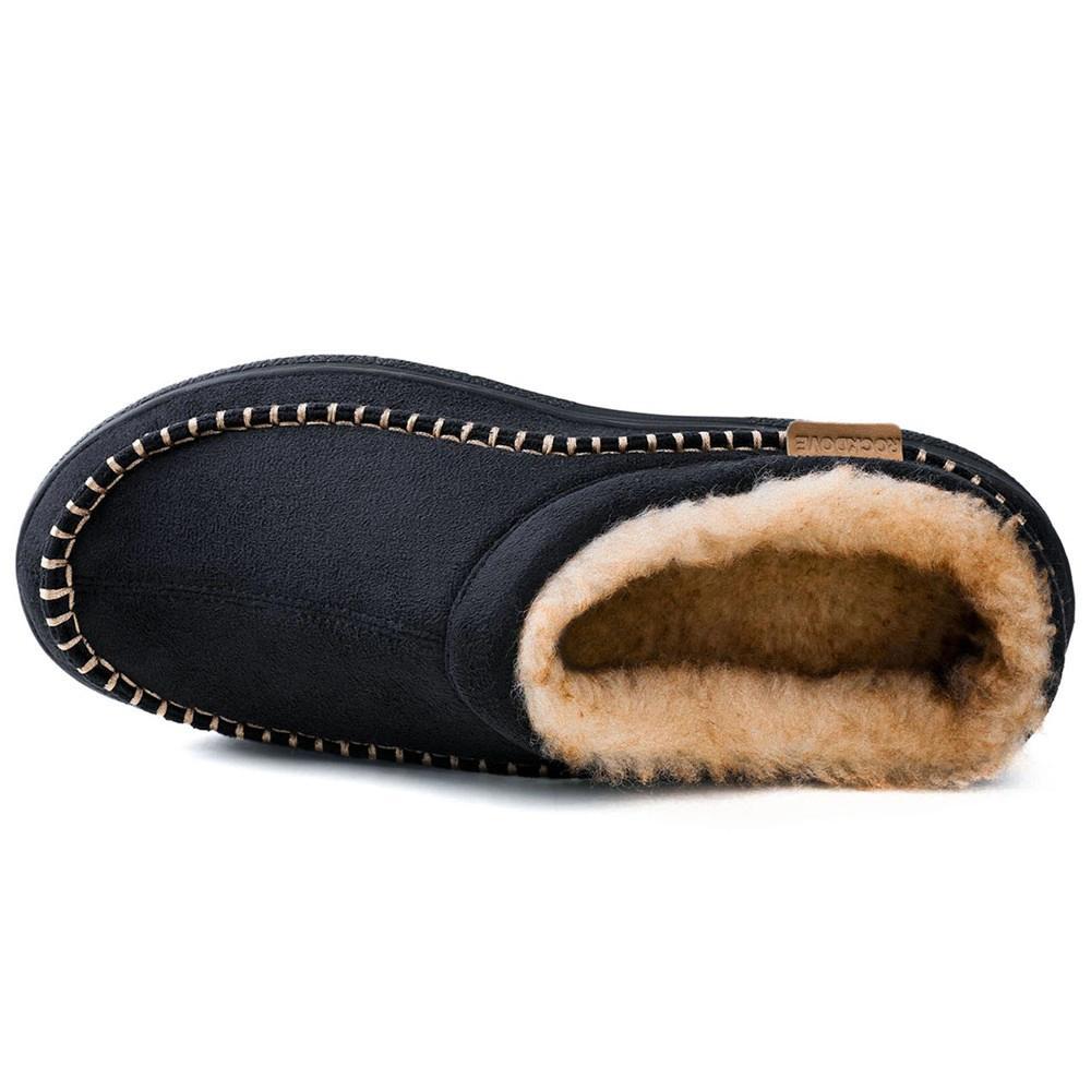 RockDove Men's Aiden Faux Fur Lined Microsuede Slide Slipper Product Image