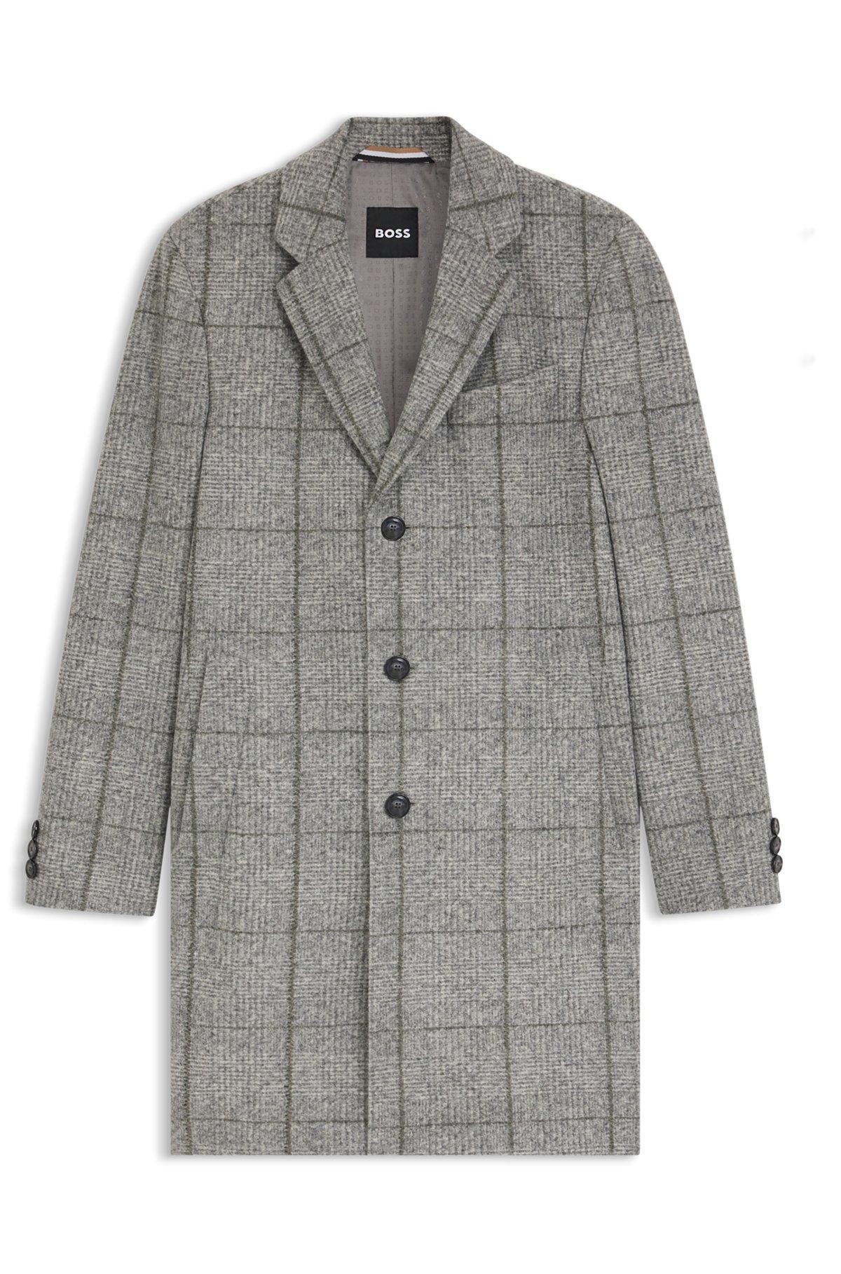 Slim-fit coat with plain check Product Image