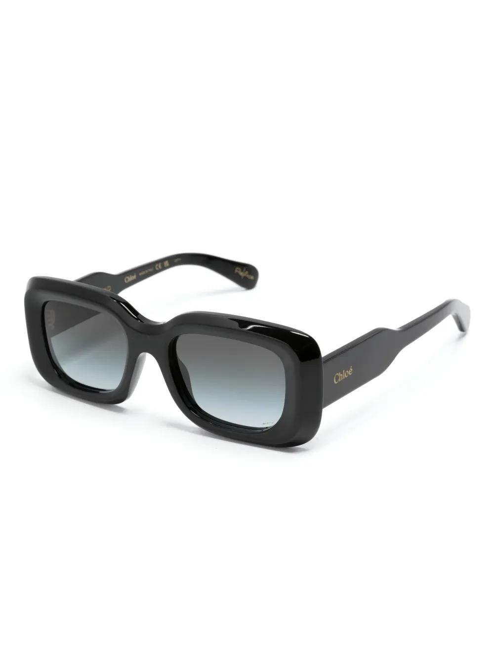 CHLOÉ Logo-print Rectangle-frame Sunglasses In Schwarz Product Image