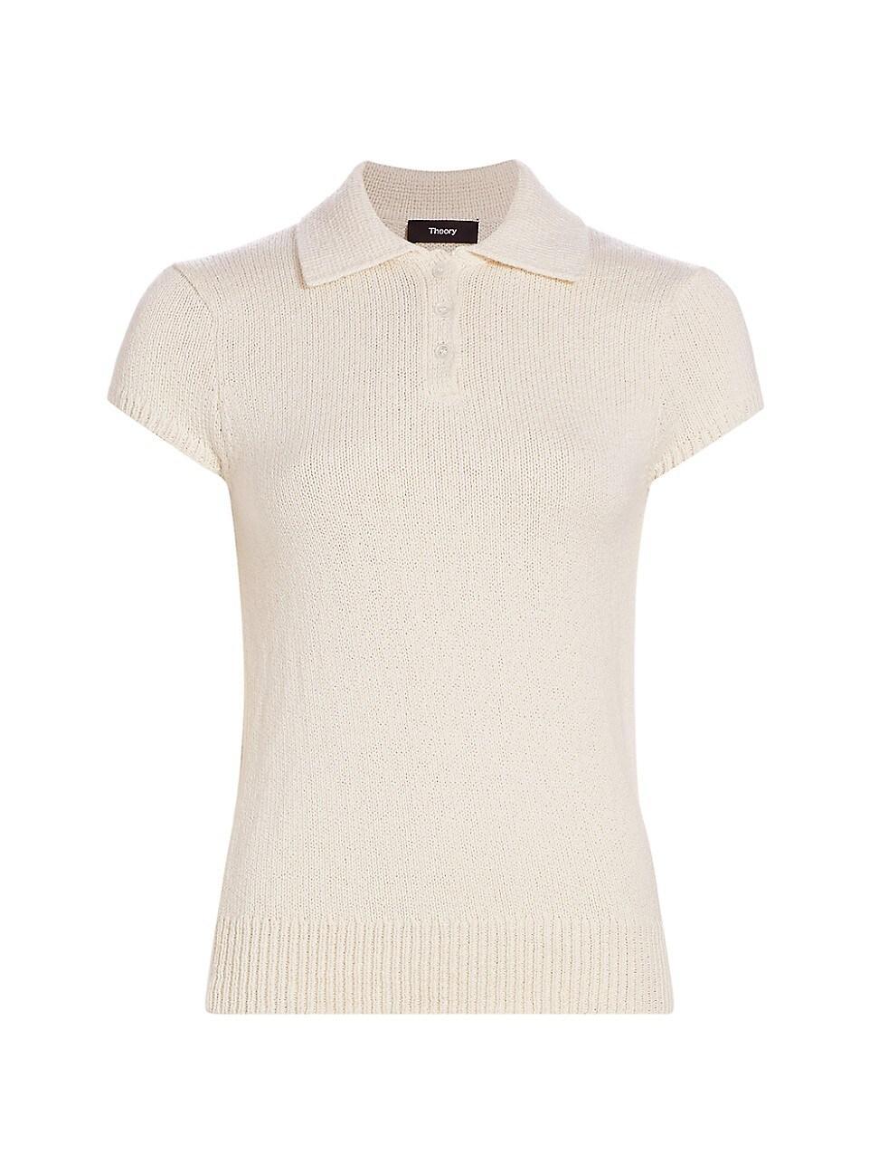 Womens Knit Cotton & Wool Polo Product Image